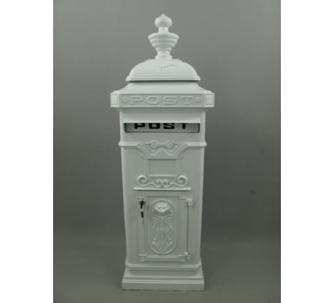 Englischer Briefkasten Standbriefkasten rustikal weiß Antik Stil Aluguß H.115cm