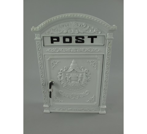 Briefkasten Wandbriefkasten rustikal weiß Antik Stil Alu Guß H.45x B.31cm