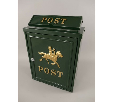Briefkasten Wandbriefkasten rustikal grün  Antik Stil Alu Guß mit Zeitungsfach 
