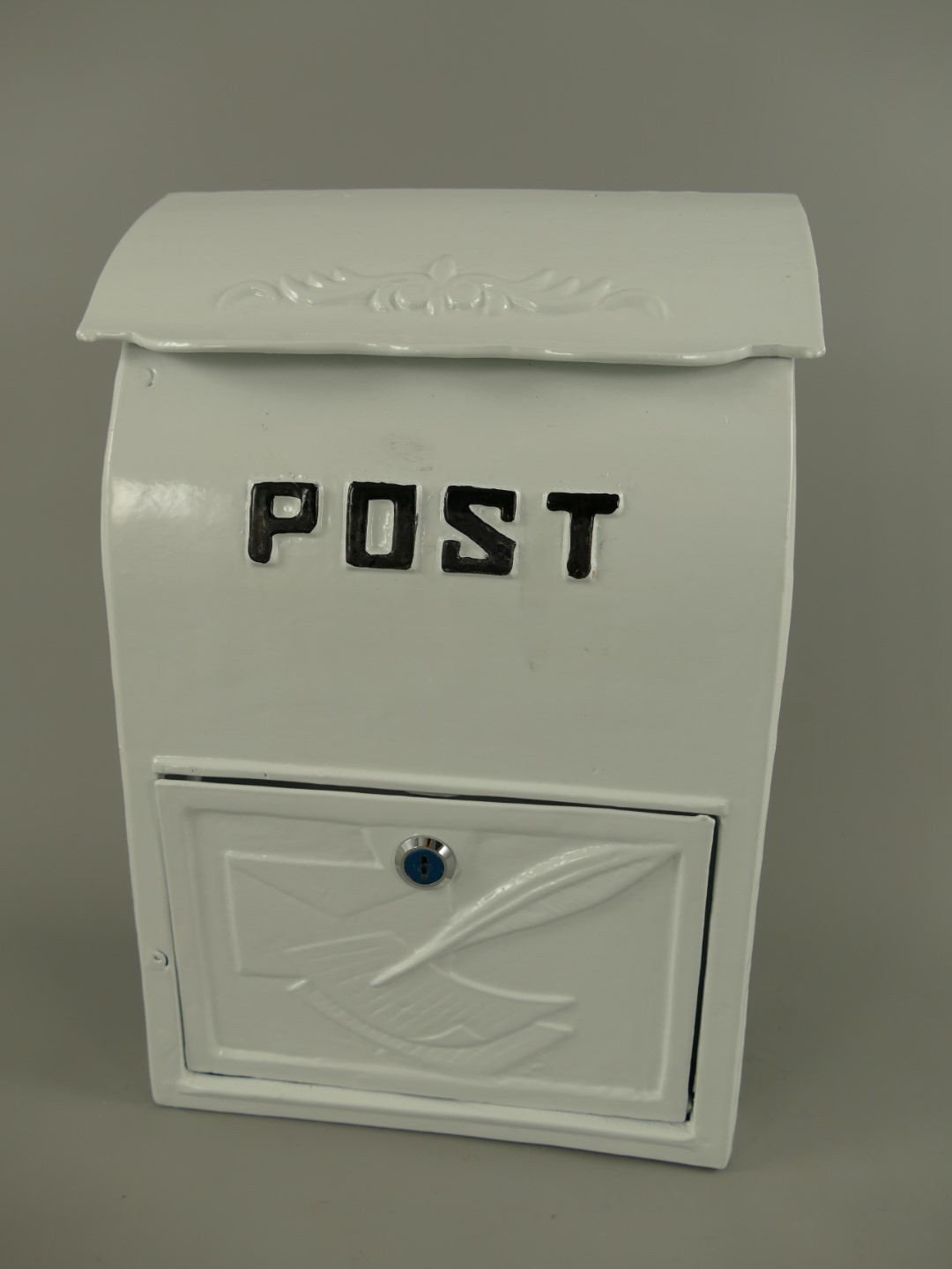 Briefkasten Wandbriefkasten rustikal weiß Antik Stil Alu Guß mit Zeitungsfach 