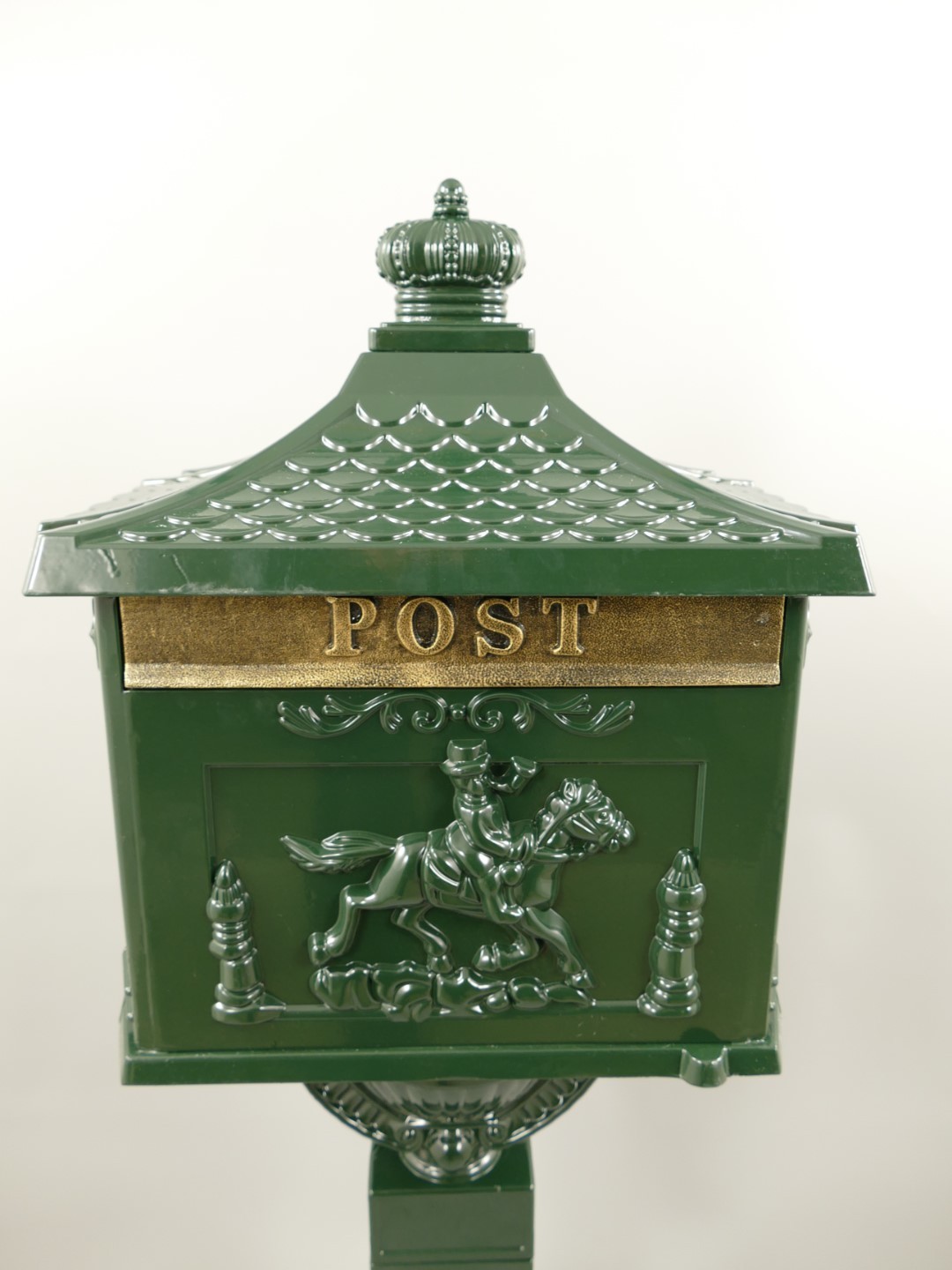 Englischer Briefkasten Standbriefkasten rustikal grün Antik Stil Aluguß H.117cm