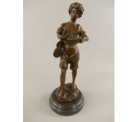 Bronzeskulptur Junge Straßenmusiker mit Violine Bronzefigur H.34cm Statue