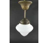 Deckenlampe Jugendstil Hängelampe Antik Messing brüniert Lampe Opalglas Artdeco 