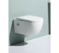 Wand Hänge WC Spülrandlos Taharet Dusch-WC Toilette Kalt & Warm Wasser Armatur Nanobeschichtung mit Bidet-funktion Intimdusche 54x36cm
