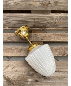 Deckenlampe Jugendstil Hängelampe Antik Messing Lampe Tropfen Opalglas Artdeco