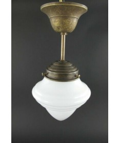 Deckenlampe Jugendstil Hängelampe Antik Messing brüniert Lampe Opalglas Artdeco 