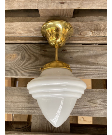 Deckenlampe Jugendstil Hängelampe Antik Messing Lampe Opalglas Artdeco D.20cm
