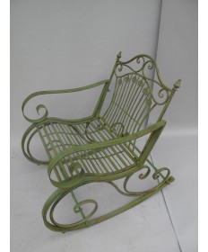 Schaukelstuhl Gartenmöbel Eisen Schaukelsessel Stuhl rustikal grün Antikstil